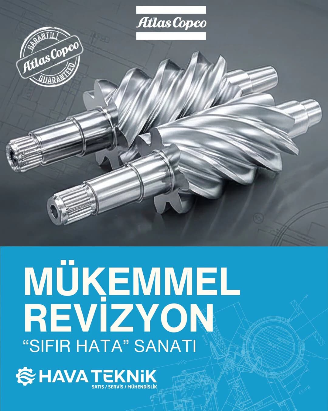 Enerji Verimliliği ve Basınçlı Hava Sistemleri B2B LinkedIn Bilgilendirme Grafiği