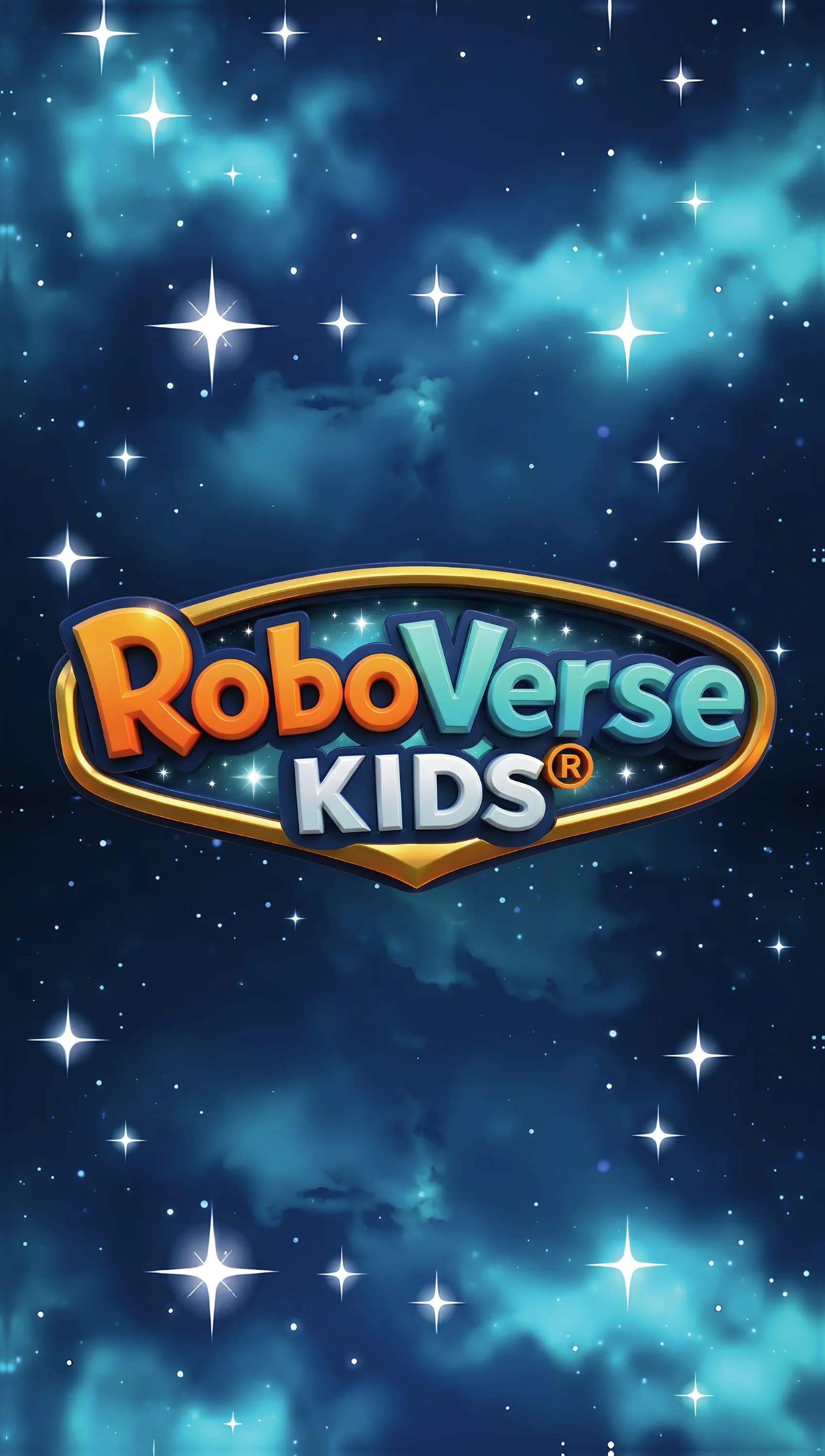 Forum Kapadokya logo panosu, 366×650 mm: galaksi zeminde RoboVerse Kids logosu