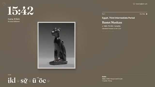 Cleo temasının koyu hâlindeki kilit ekranı