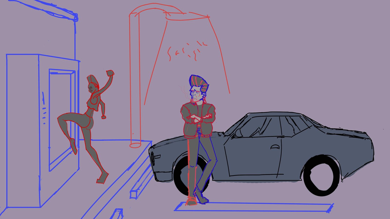 Aynı işin üç aşaması: eskiz · 2021, Clip Studio Paint